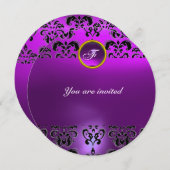 INVITATION MONOGRAMME EN PIERRE PRÉCIEUSE AMÉTHYSTE DAMASSÉE  (Devant / Derrière)