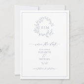Invitation Monogramme en poignets bleu Dusty Enregistrer la d (Devant)