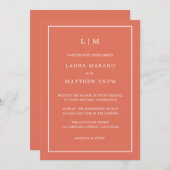 Invitation Monogramme en terre cuite minimale Mariage simple (Devant / Derrière)