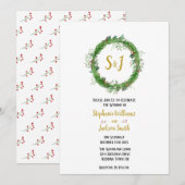 Invitation Monogramme et Couronne | Décoration de mariage hiv (Devant / Derrière)