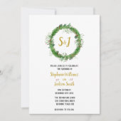 Invitation Monogramme et couronne | Mariage de verdure d'hive (Devant)