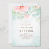 Invitation Monogramme Eucalyptus Feuille Peony Floral Peach S (Devant)