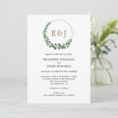 Invitation Monogramme Eucalyptus Mariage minimaliste tout en  (Debout devant)
