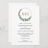 Invitation Monogramme Eucalyptus Mariage minimaliste tout en  (Devant / Derrière)