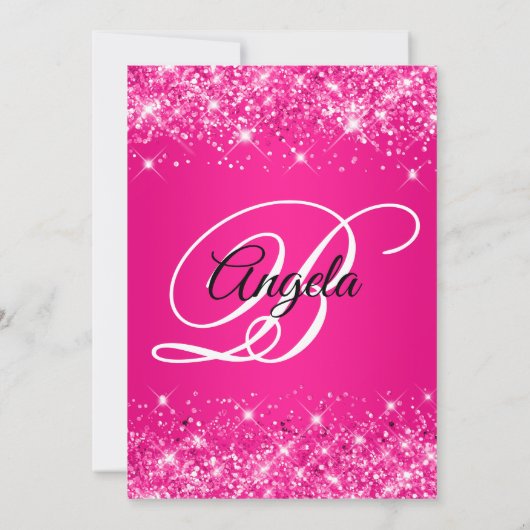 Invitation Monogramme Fancy Ombre rose chaud (Dos)