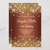 Invitation Monogramme fantaisie en cuivre Parties scintillant (Devant / Derrière)