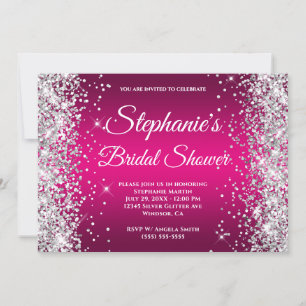 Invitation Monogramme Fantaisie Ombré Rose Chaud Paillettes A