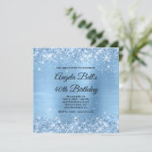 Invitation Monogramme fantaisie pailleté bleu clair brillant (Debout devant)