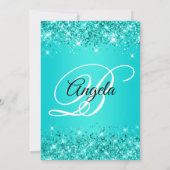 Invitation Monogramme fantaisie Turquoise Turquoise Glittery  (Dos)