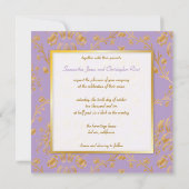 Invitation Monogramme faux damassé or/lavande (Dos)