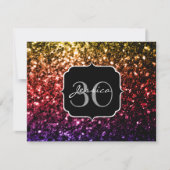Invitation Monogramme faux paillettes jaune rouge violet Arc- (Devant)