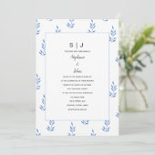 Invitation Monogramme Feuille bleue de Cornflower Mariage sim (Debout devant)