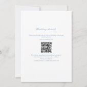 Invitation Monogramme feuille Crest Dusty bleu QR Code Mariag (Dos)
