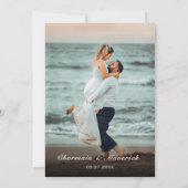 Invitation Monogramme feuille Dusty Blue Photo Mariage (Dos)