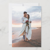 Invitation Monogramme feuille or chic | Photo Mariage minimal (Dos)