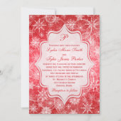 Invitation Monogramme Flammes de neige rouges et blanches Mar (Devant)