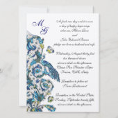 INVITATION MONOGRAMME FLEUR BLEU OR ÉLÉGANT DE FLORENCE (Dos)