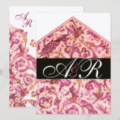 INVITATION MONOGRAMME FLEUR DE CERISIER ANTIQUE ET ÉLÉGANT DE (Devant / Derrière)