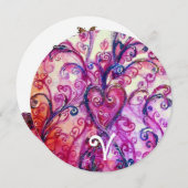 INVITATION MONOGRAMME FLEUR DE COEUR FANTAISIE ROSE BLANC (Devant / Derrière)