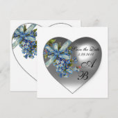 INVITATION MONOGRAMME FLEUR DE LIS CŒUR BLANC NE M'OUBLIEZ PA (Devant / Derrière)