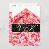 INVITATION MONOGRAMME FLEUR DE PÊCHE ANTIQUE ÉLÉGANT DE FLORE (Devant / Derrière)