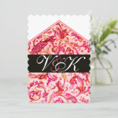 INVITATION MONOGRAMME FLEUR DE PÊCHE ANTIQUE ÉLÉGANT DE FLORE (Debout devant)