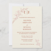 Invitation Monogramme Fleur intemporel tout en un Mariage Inv (Devant)