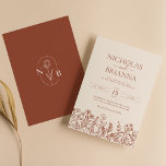 Invitation Monogramme Fleur sauvage minimaliste Mariage en te<br><div class="desc">Invitation Monogram Mariage minimaliste Fleur sauvage Terracotta . Personnalisez facilement en remplaçant chaque info. Vérifiez l'aperçu avant d'ajouter au panier.</div>