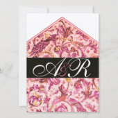 INVITATION MONOGRAMME FLEURI ROSE ANTIQUE ÉLÉGANT DE FLORENCE (Devant)