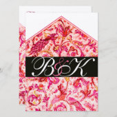 INVITATION MONOGRAMME FLEURISTE ROSE ANTIQUE ÉLÉGANT DE FLORE (Devant / Derrière)