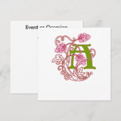 Invitation Monogramme floral Art Nouveau A (Devant / Derrière)