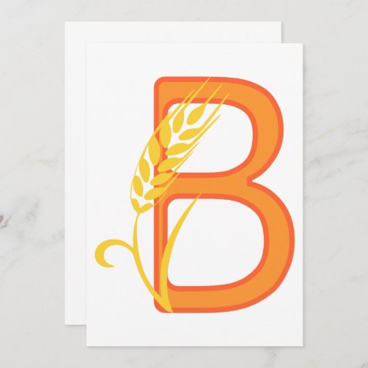 Invitation monogramme floral B lettre majuscule (Devant / Derrière)