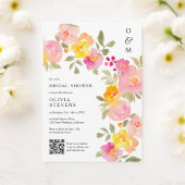 Invitation monogramme floral chic code Qr photo nuptiale douc
