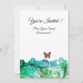 INVITATION MONOGRAMME FLORAL CŒUR FLEURIS VERT WHIMSICAL (Dos)