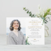 Invitation Monogramme floral de verdure Photo Célébration de (Debout devant)