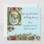 INVITATION MONOGRAMME FLORAL DU BABY SHOWER DE GARÇON BLEU GO (Dos)