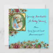 INVITATION MONOGRAMME FLORAL DU BABY SHOWER DE GARÇON BLEU GO (Dos)