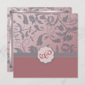 Invitation Monogramme Floral Peach (Devant / Derrière)