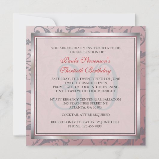 Invitation Monogramme Floral Peach (Dos)