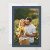 Invitation monogramme floral Qr code photo bleu nuptiale douc (Dos)