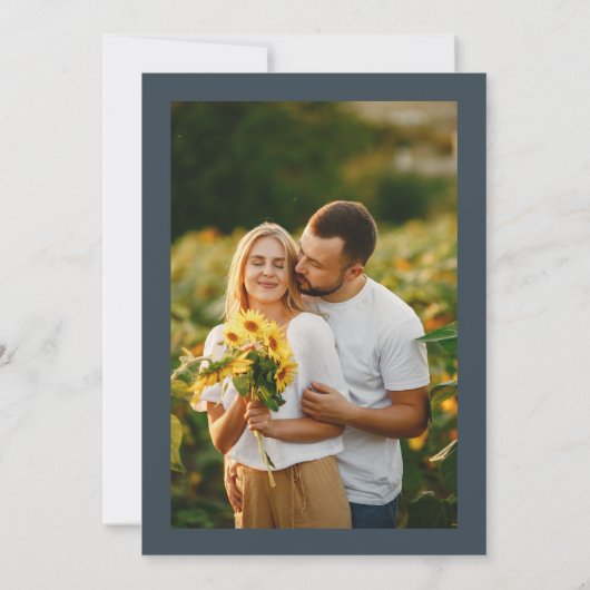 Invitation monogramme floral Qr code photo gris mariage (Dos)