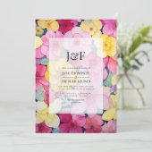 Invitation Monogramme floral rose et citron pour mariage (Debout devant)