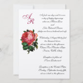 INVITATION MONOGRAMME FLORAL ROSE ROSE BELLE (Dos)
