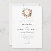 Invitation Monogramme Floral Traditionnel Mariage formel élég (Devant)