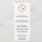 Invitation Monogramme Floral Wreath Wedding Party Menu (Devant / Derrière)