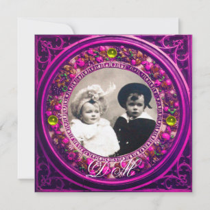 INVITATION MONOGRAMME FLORENTINE RENAISSANCE ROSE FLORAL DE L