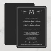 Invitation Monogramme Formel | Mariage Noir & Blanc (Devant / Derrière)