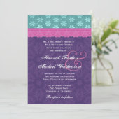 Invitation Monogramme G500D de Mariage de dentelle Turquoise, (Debout devant)