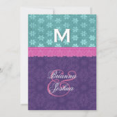 Invitation Monogramme G500D de Mariage de dentelle Turquoise, (Dos)