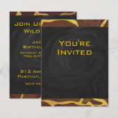 Invitation Monogramme Giraffe Brown, Impression Jaune (Devant / Derrière)